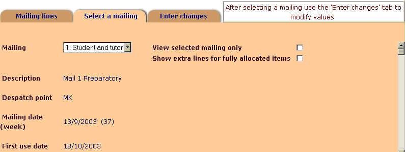 CS111 - mailing selection tab